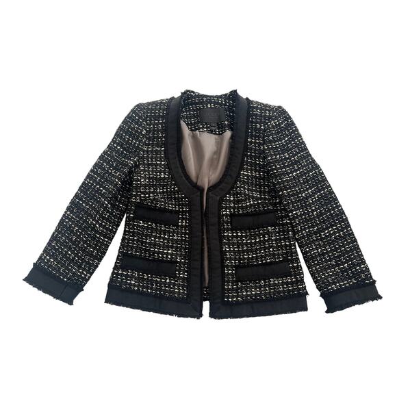 J Crew Cotton Tweed Hook Front Cropped Blazer Jacket Womens Size 2 Old Money - Picture 1 of 16